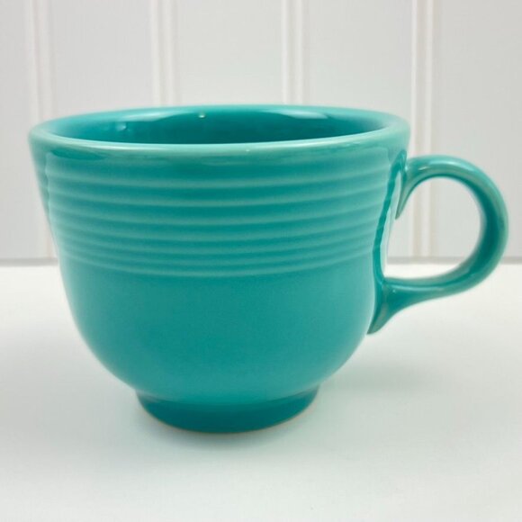 Fiesta HLC Homer Laughlin Set of 2 Coffee Teacup Mugs Turquoise Made in USA - Picture 10 of 15